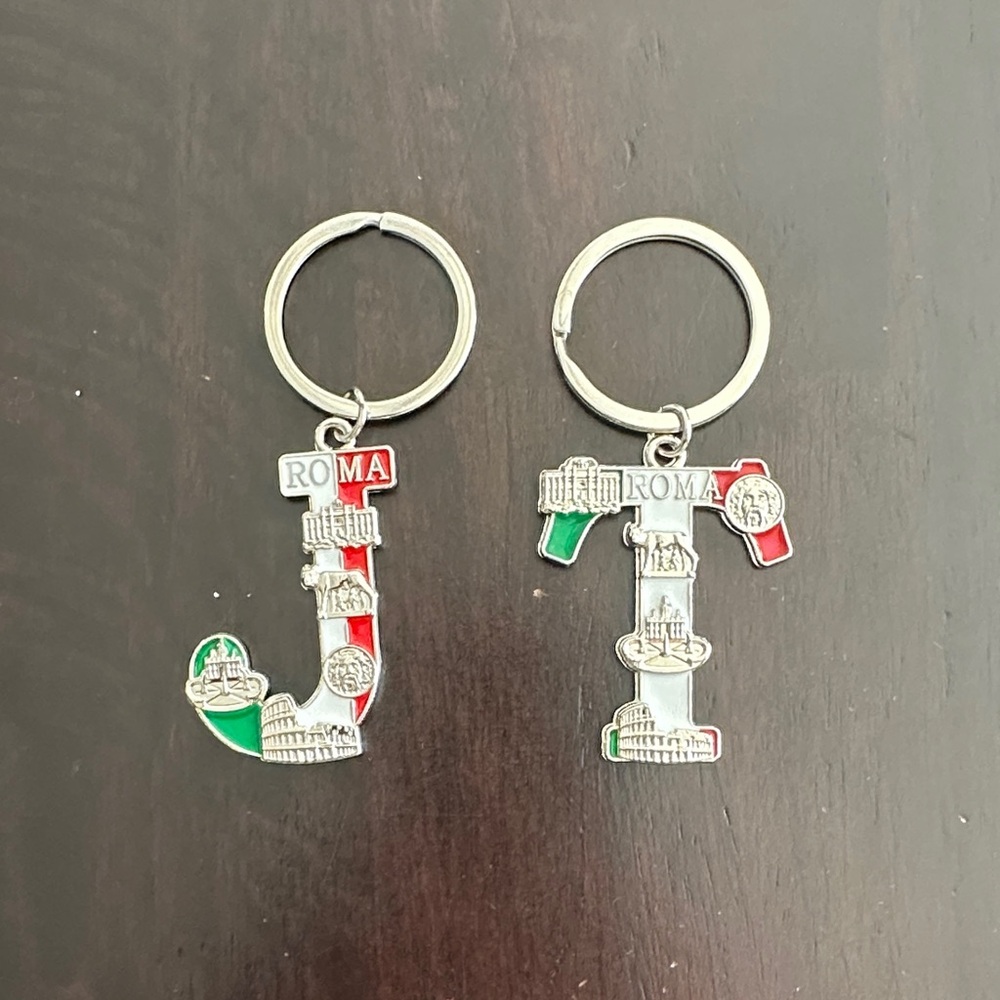 Roma Red, White & Green Italy Souvenir Keychains - Set of 2